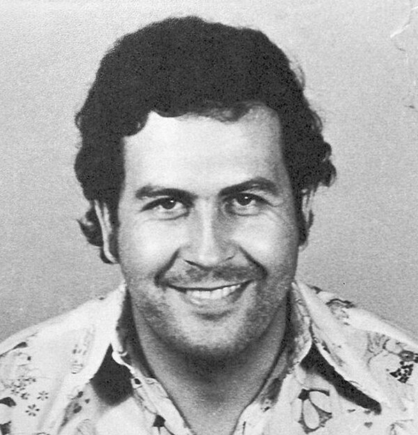 Early mugshot of the founder and leader of the Medellín Cartel, Pablo Escobar in 1976