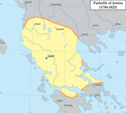 Pashallëku i Janinës në masën e tij më të madhe