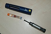 Disassembled reusable insulin pen and cartridge