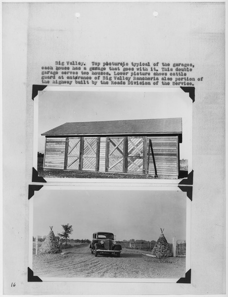 File:Photographs, with captions, of garage and cattle guard at entrance of Big Valley Rancheria, from "Annual Report of... - NARA - 296240.tif