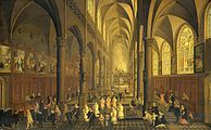 Interior of the Dominican Church of Saint Paul in Antwerp label QS:Len,"Interior of the Dominican Church of Saint Paul in Antwerp" label QS:Lnl,"Interieur van de Dominicaner Sint-Pauluskerk in Antwerpen" . 1636. oil on panelmedium QS:P186,Q296955;P186,Q106857709,P518,Q861259. 68 × 105.5 cm (26.7 × 41.5 in). Amsterdam, Rijksmuseum Amsterdam.