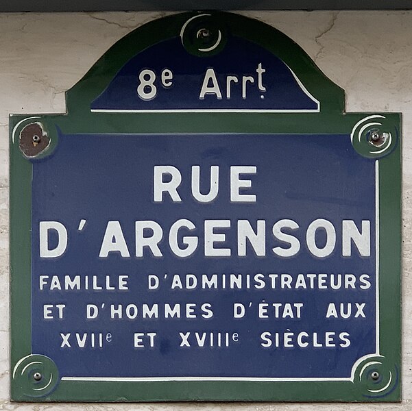 File:Plaque Rue Argenson - Paris VIII (FR75) - 2021-08-23 - 1.jpg