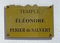 Plaque du temple Eléonor Jacques Perier de Salvert à Saint-Denis.