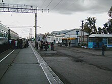 Plesetskaya railway station in the settlement of Plesetsk