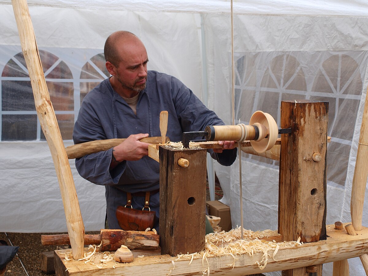 Wood turner. Pole Lathe.