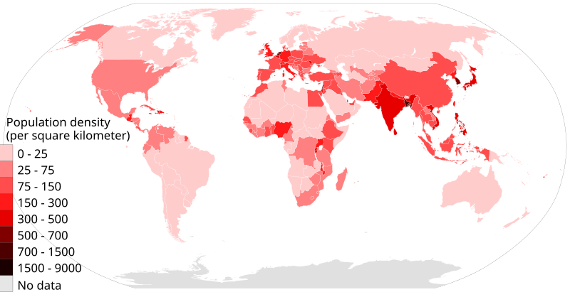 ملف:Population density of countries 2018 world map, people per sq km.svg