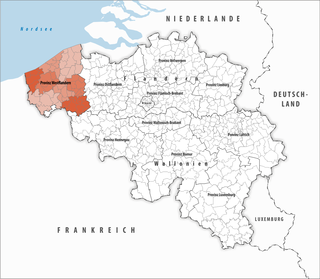 Highlighted location of the province of West Flanders within Belgium