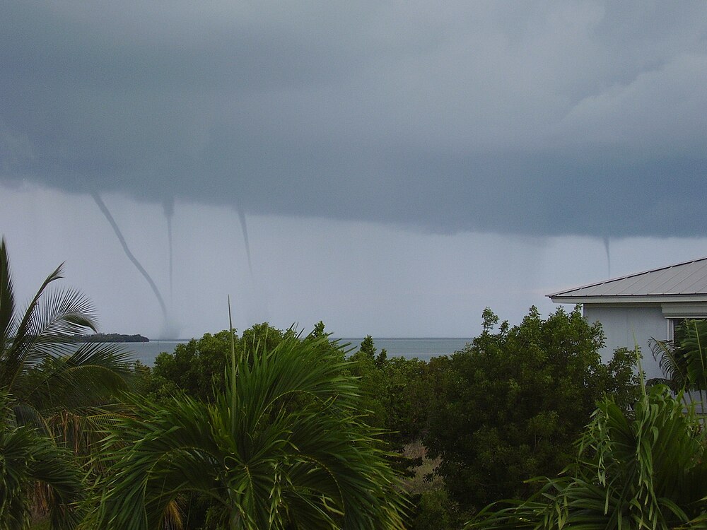 Four waterspouts seen in the Florida Keys on 5 June 2009.