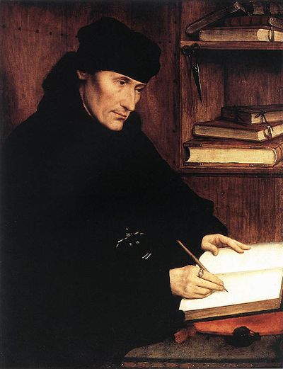 Érasme, philosophe et humaniste néerlandais du début de la Renaissance, peint en 1517.