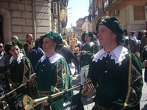 Sicilian band in medieval costumes