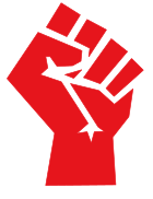 The raised fist in red is the symbol of the International Socialist Tendency and the International Socialist Organization. Red stylized fist.svg