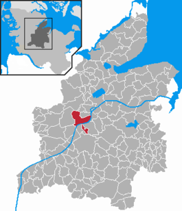 Rendsborgs beliggenhed i Kreis Rendsburg-Eckernförde