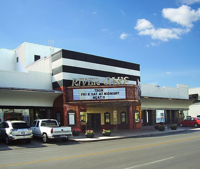 The River Oaks Theatre of Landmark Theatres, located east of River Oaks in the River Oaks Shopping Center in Neartown