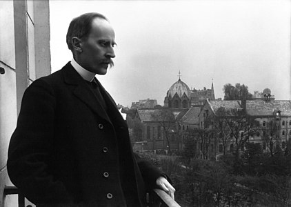 Romain Rolland on the balcony of his home