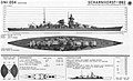 Yhdysvaltain laivaston tiedustelun julkaisema lehtinen Scharnhorstista.