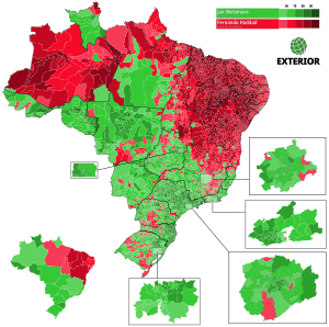 Second round results (shaded) Segundo Turno de 2018 por Municipios.svg