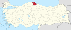 Pozicija provincije Sinop na karti Turske