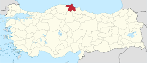 Lokasyon ng Lalawigan ng Sinop sa Turkiya