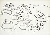 رسم ياباني لرجل يشخر. المصدر: تيساي هوكوبا (1771–1884)