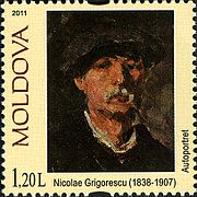 Sello postal de Moldavia en honor a Nicolae Grigorescu