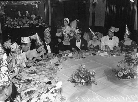 Black tie worn at a dinner party in the 1940s