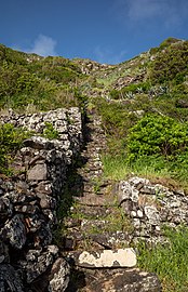 Stone stairs on the PR04 SMA hiking trail, Santa Maria, Azores, Portugal