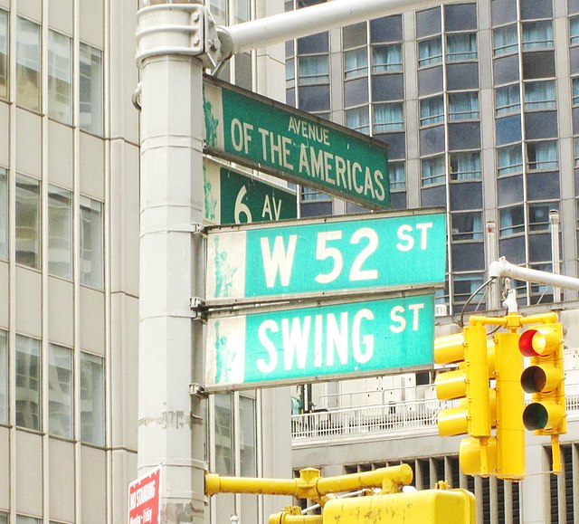 "Swing Street" street sign
