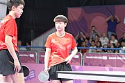 Deutsch: Tischtennis bei den Olympischen Jugendspielen 2018; Tag 9, 15. Oktober 2018; Mixed, Finale, Mixed-Doppel – Miu Hirano & Tomokazu Harimoto (JPN) gegen Sun Yingsha & Wang Chuqin (CHN) 1:3 English: Table tennis at the 2018 Summer Youth Olympics at 15 October 2018 – Mixed Final, Mixed-Double – Miu Hirano & Tomokazu Harimoto (JPN) Vs Sun Yingsha & Wang Chuqin (CHN) 1:3