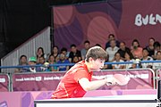 Deutsch: Tischtennis bei den Olympischen Jugendspielen 2018; Tag 9, 15. Oktober 2018; Mixed, Finale, Mixed-Doppel – Miu Hirano (JPN) gegen Sun Yingsha (CHN) 2:3 English: Table tennis at the 2018 Summer Youth Olympics at 15 October 2018 – Mixed Final, Mixed-Double – Miu Hirano (JPN) Vs Sun Yingsha (CHN) 2:3