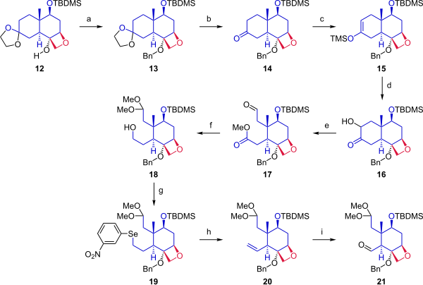 Scheme 2 Danishefsky Taxol total synthesis C ring Taxol total synthesis by Danishefsky 2.svg