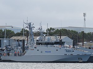 Te Kukupa II and ADV Cape Otway at Austal shipyards in Henderson, Western Australia, March 2022 05.jpg