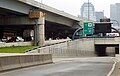 Boston traffic snakes over a closed Ted Williams Tunnel entrance in Boston during rush hour July 11, 2006.