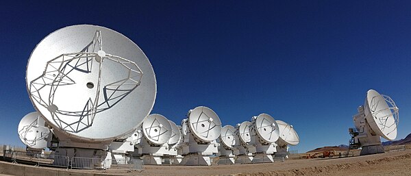 The Atacama Large Millimeter Array (ALMA), many antennas linked together in a radio interferometer