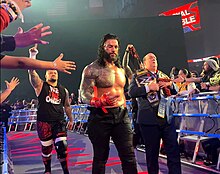 The Bloodline exiting the event. The Bloodline at Royal Rumble 2023.jpg