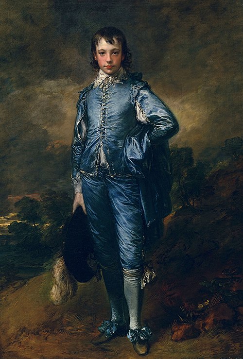 Django's valet costume was inspired by Thomas Gainsborough's oil painting, The Blue Boy (c. 1770).