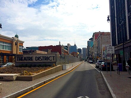 The heart of downtown Buffalo's Theater District, with its great variety of performance venues, restaurants, and other attractions.