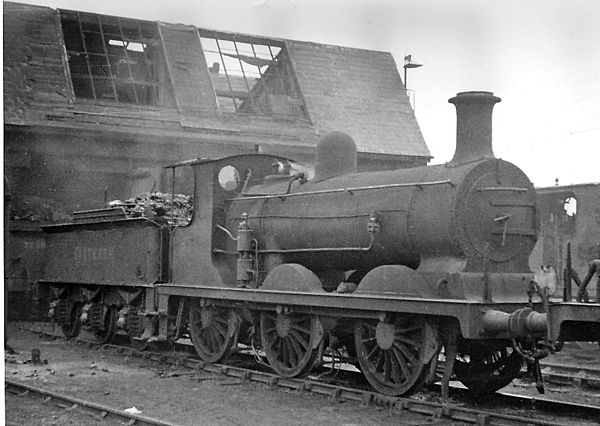 Three Bridges Locomotive Depot, 11 December 1948, before the roof was repaired