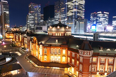 The restored exterior on the Marunouchi side of Tokyo Station