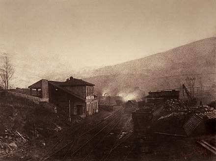 Station with train and coal depot by Gustave Le Gray (about 1850–1860s)