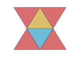 Triangular bipyramid (symmetric net).svg