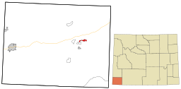 Lymans läge i Uinta County, Wyoming.