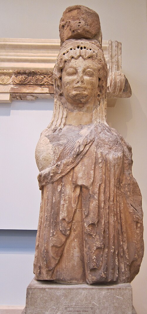 Upper torso of caryatid