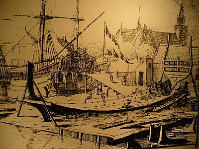 Construction d'un navire, vers. 1700, Sieuwert van der Meulen, 1690 - 1710.