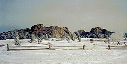 The remains of an old mountain chain in the Laramie Mountains, Colorado Vedauwoo Rocks in winter.jpg