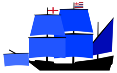 Position of command flags of Vice Admirals flagship of Lord Admirals Squadron English Navy (1596)