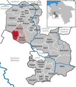 Poziția Voltlage pe harta districtului Osnabrück