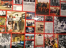 A collage of WQSU events, alumni and history hung in the hall of the WQSU station WQSU through the years.jpg