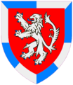 Arms of Wallace of Asholme, Northumberland: Gules, a lion rampant argent a bordure compony of the second and azure