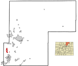 Weld County Colorado Incorporated and Unincorporated areas Mead Highlighted.svg