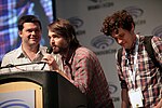 Thumbnail for File:Will Forte, Chris Miller &amp; Phil Lord (17051437595).jpg